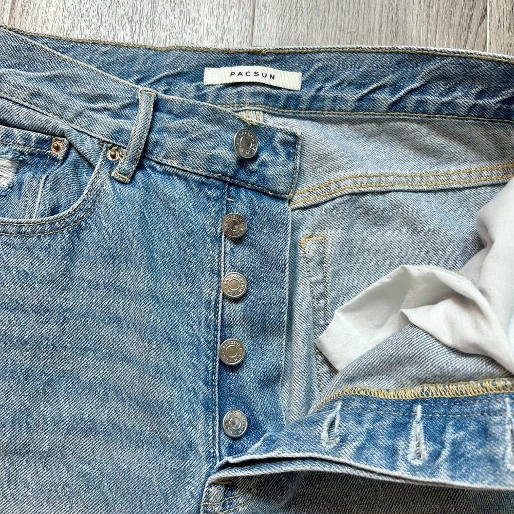 PacSun Light Blue Ultra High Waisted Slim Fit Mom Jeans Size 26 - Image 6