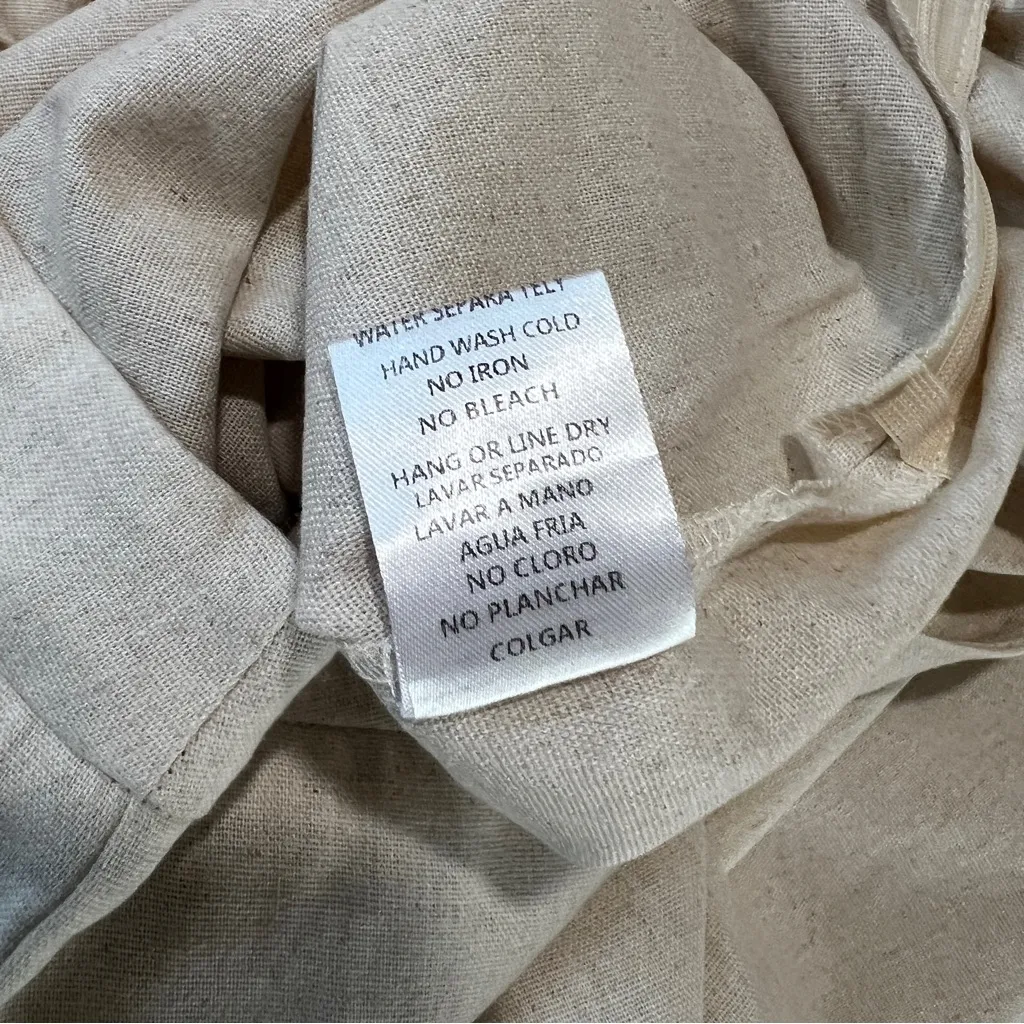 Faeriesty Wide Leg High‎ Rise Beige Linen Blend Side Zip Pants Size 2X Tan - Image 11