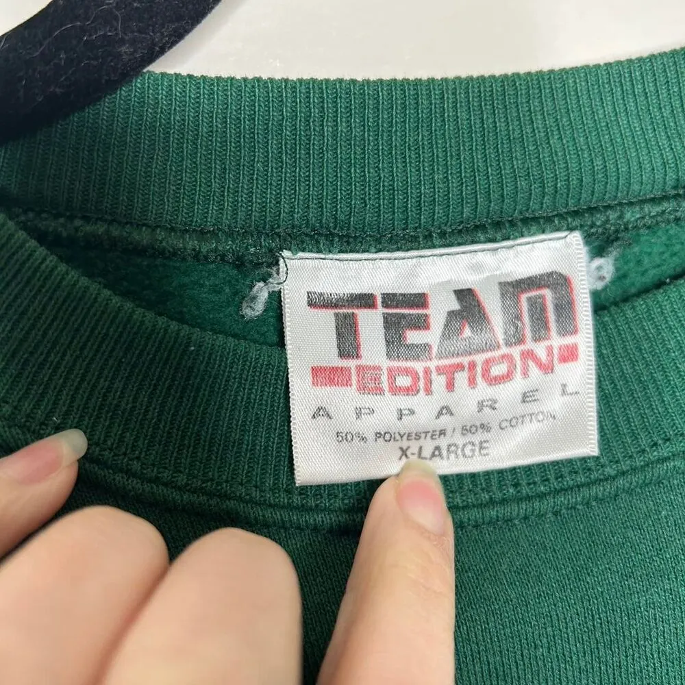 Vintage 90s y2k 2000s Green crewneck sweatshirt yellow Lab Labrador dogs puppy - Image 2