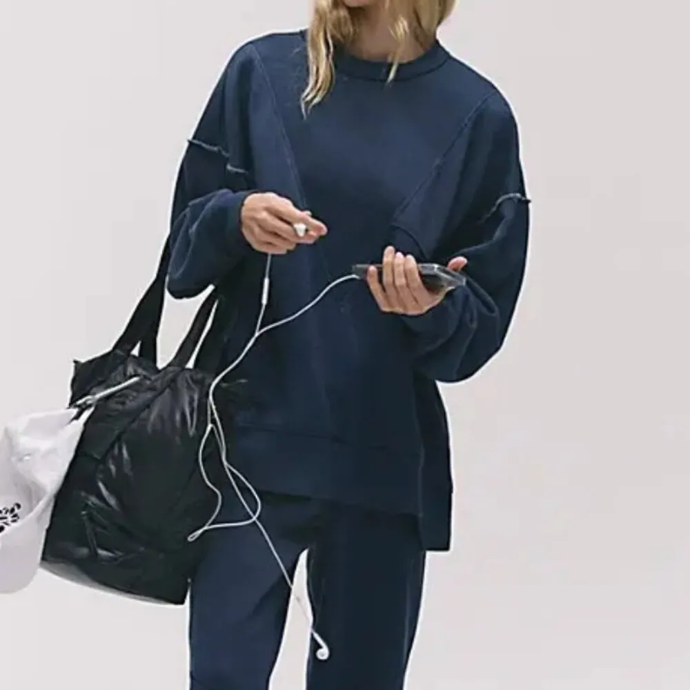 #35 NWT Free People Making It Pullover in Midnight Navy - Image 3