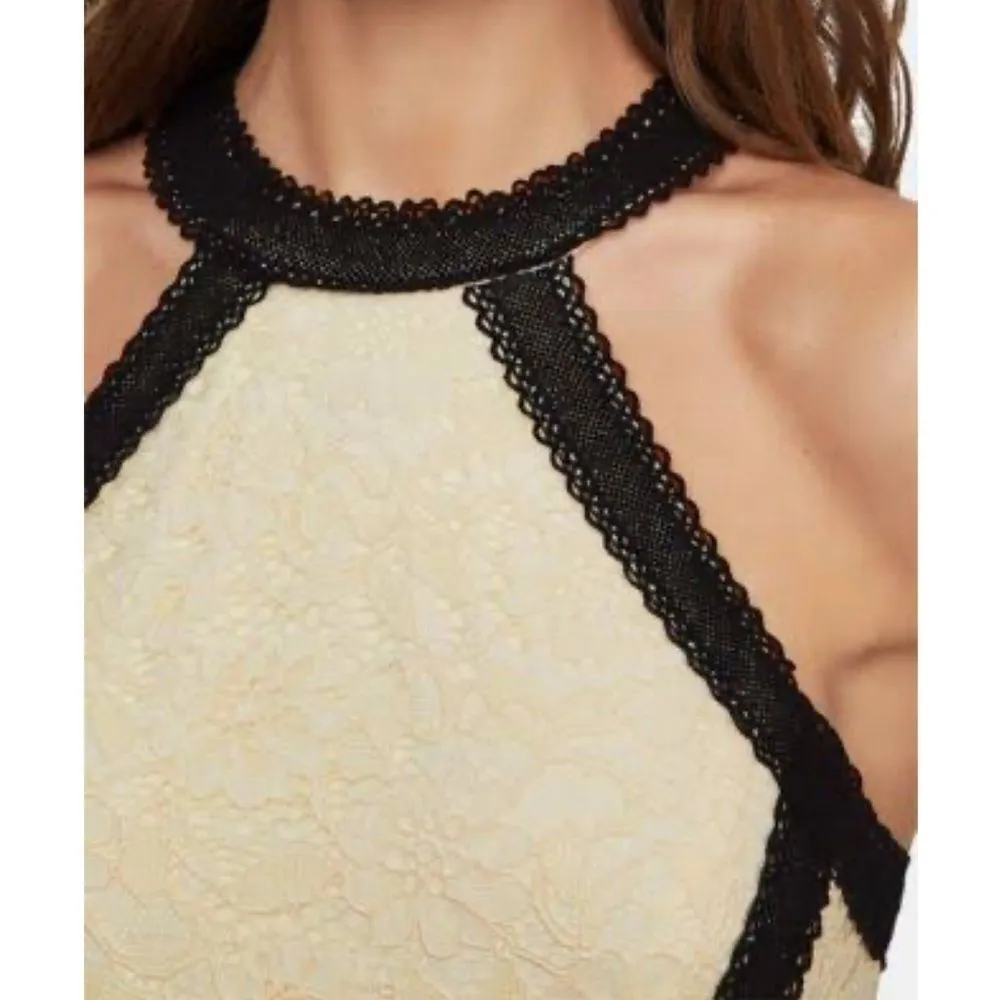 BCBGMaxazria Women’s Banded Lace Halter Dress Cream & Black - Image 2
