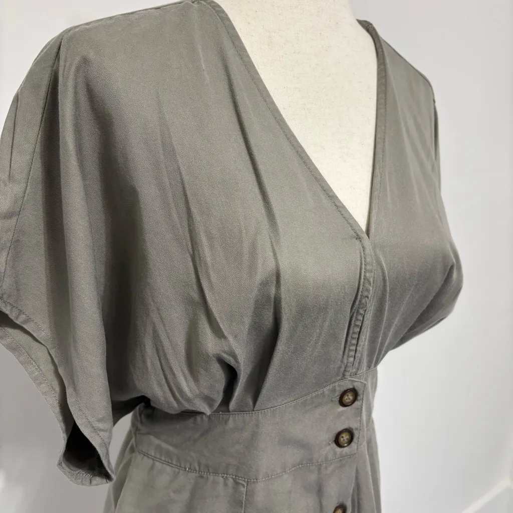 NWT Quince Vintage Wash Tencel Button Front Dress Sz  M Sage Green - Image 3