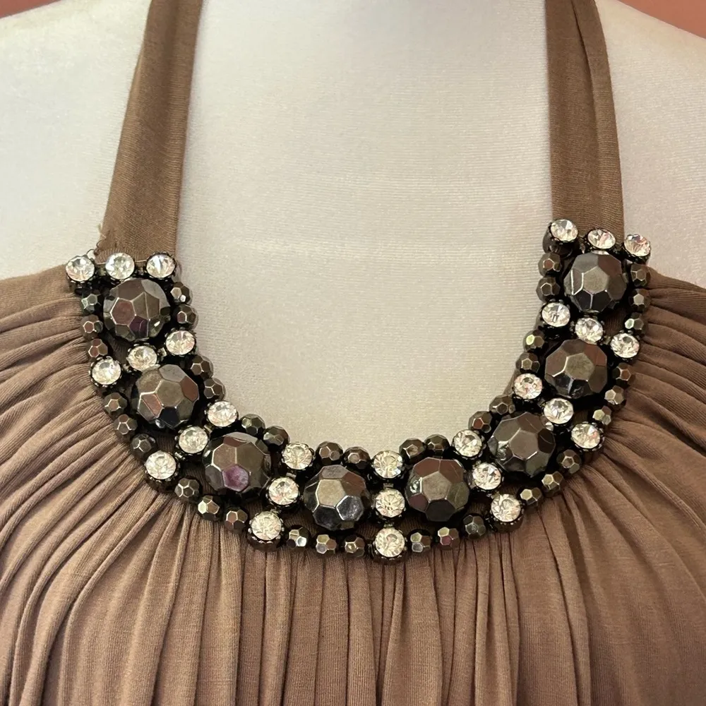 Y2K bohemian glam chic bling embellished long maxi halter dress Deadstock NWT LG - Image 3