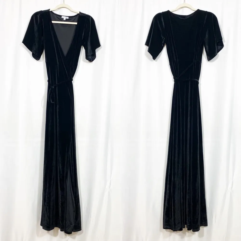 Baltic Born Meghan Velvet Wrap Maxi Dress: Black - Image 3