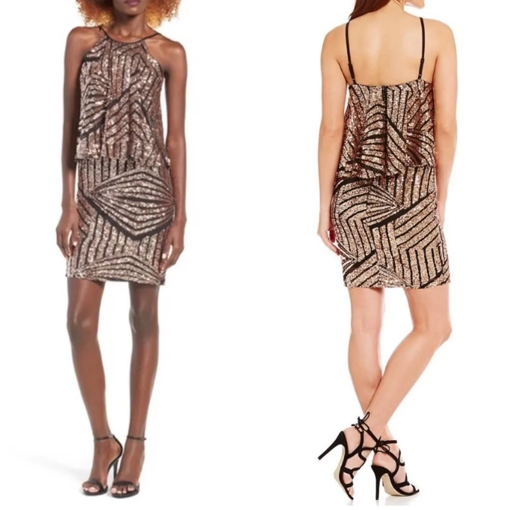 Devlin  Rose Gold Sequin Dress - Image 3