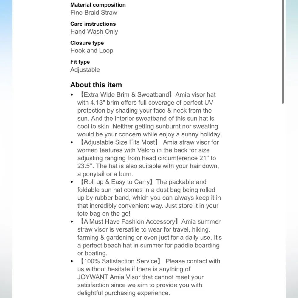 Brand Straw Adjustable Sun Visor in Black Trimmed Ivory - Image 12