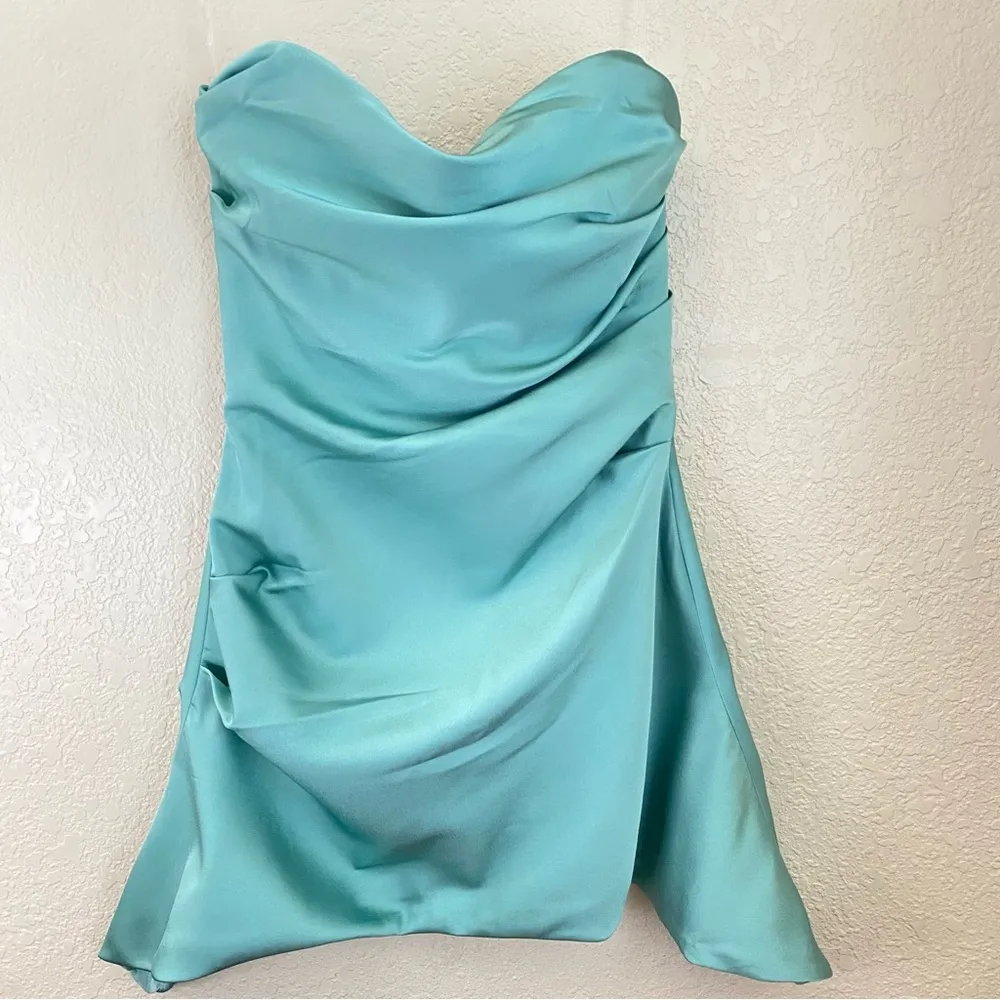 House of CB Jasmine JADE DRAPED STRAPLESS CORSET DRESS aqua teal NWOT size M - Image 4