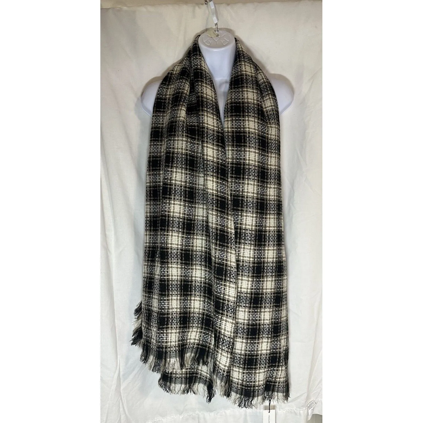 Treasure & Bond Ivory Boyfriend Check Scarf - Oversized Plaid Wrap NWT - Image 2