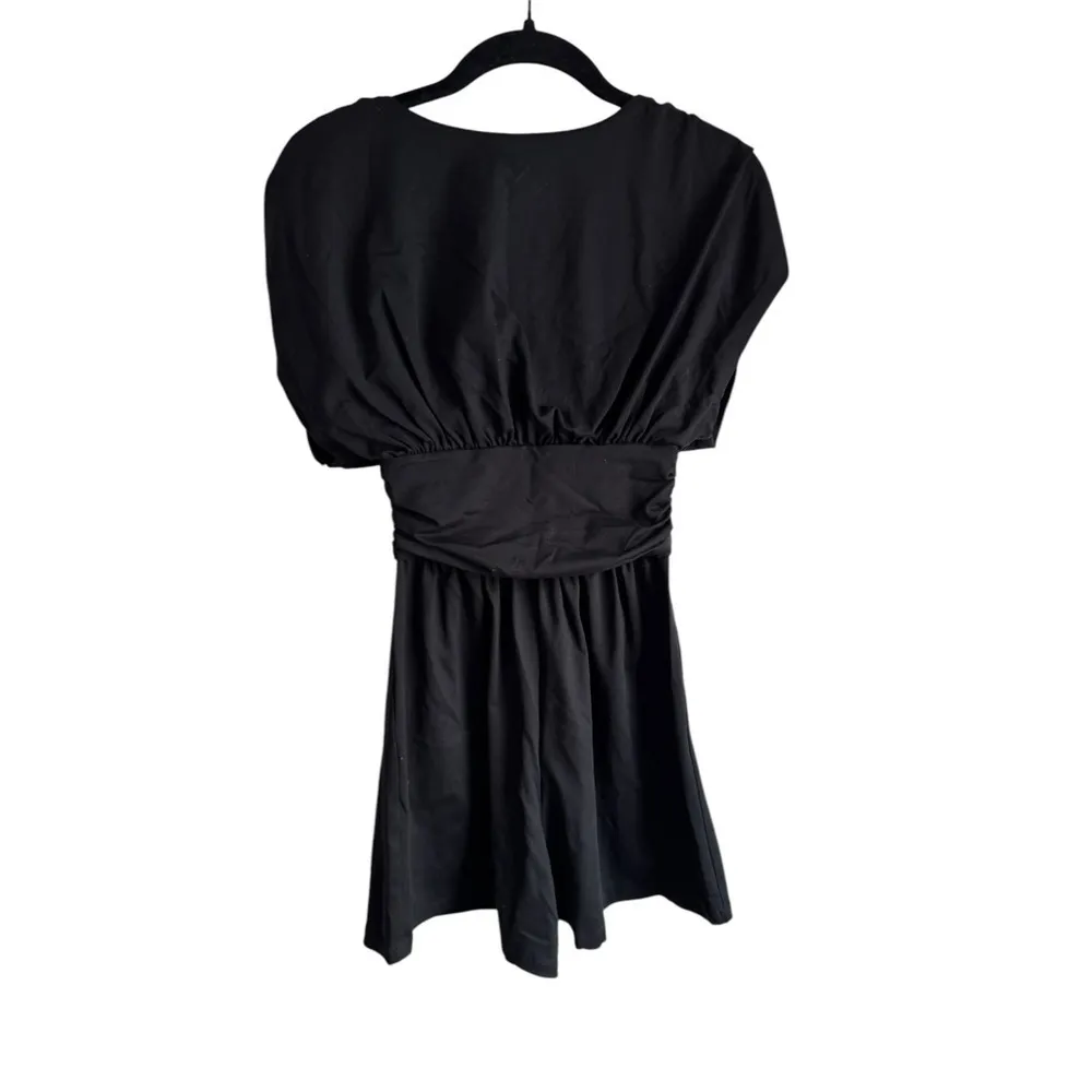 SUSANA MONACO Short-sleeve Gathered V-neck‎ Romper XS Black - Image 5