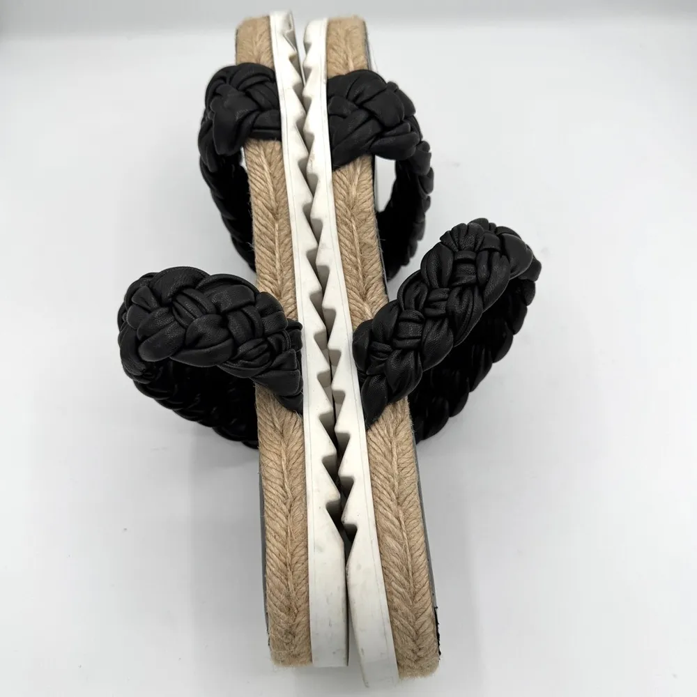 MARC FISHER LTD Jaimee Black Leather Braided Straps Espadrille Sandals Size 8.5 - Image 7