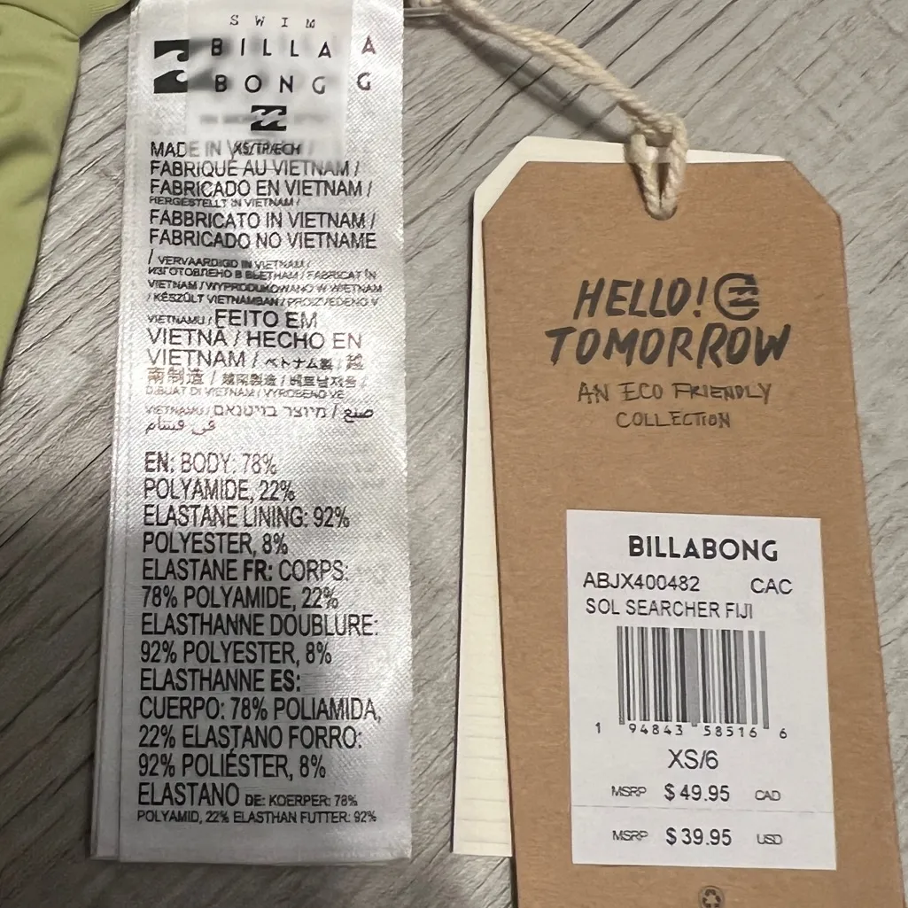 Billabong New Green Sol Searcher Asymmetric One Shoulder Fiji Bikini Set V Cut - Image 4