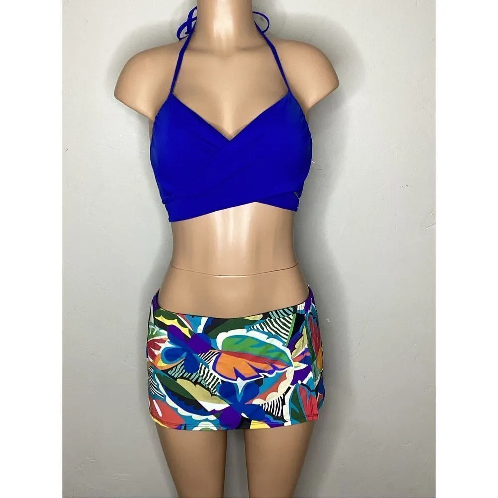 New. Bleu Rod Beattie & Carmen Marc Valvo bikini. Medium - Image 3
