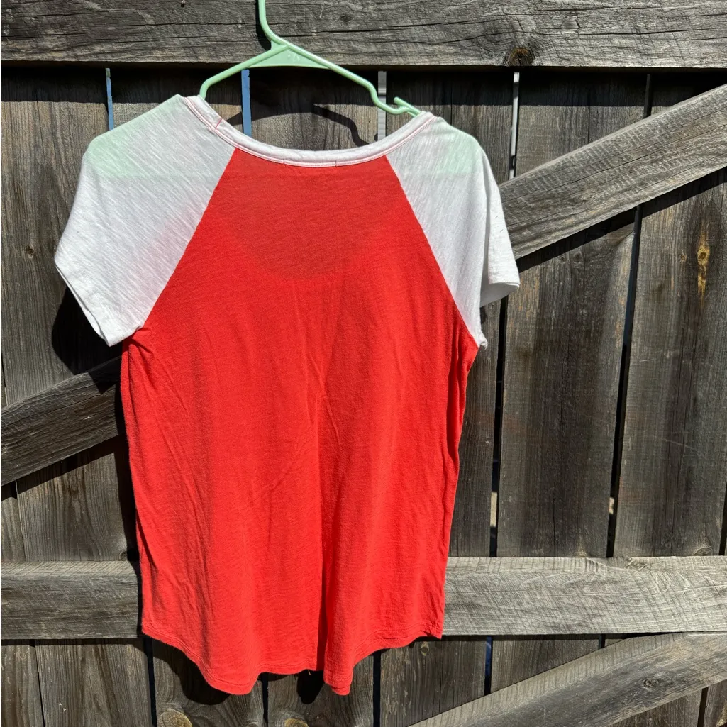 Gap Womens Short Sleeve Crew Neck White & Orange T-Shirt Top - Image 3