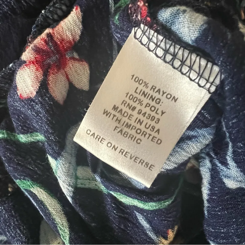 Slate + Willow  Floral Tie Waist Mini Dress, Navy Blue Floral Size L Retail $150 - Image 9