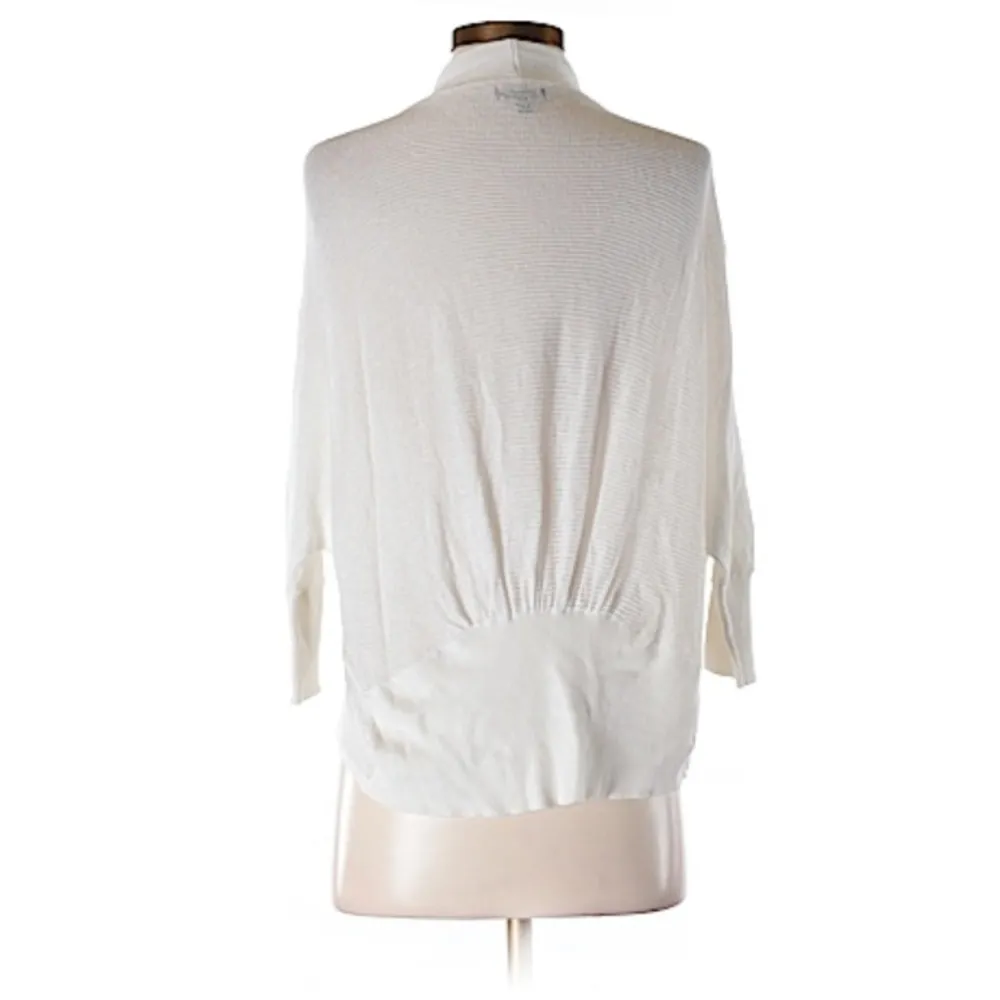EXPRESS white tight mesh batwing open cardigan - Image 2