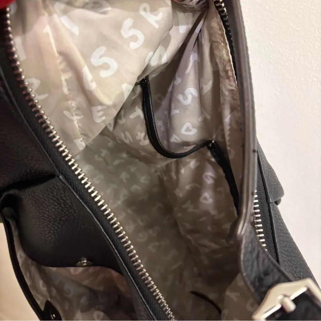 Aimee Kestenberg Corfu Pleated Hobo Bag in black leather - Image 7