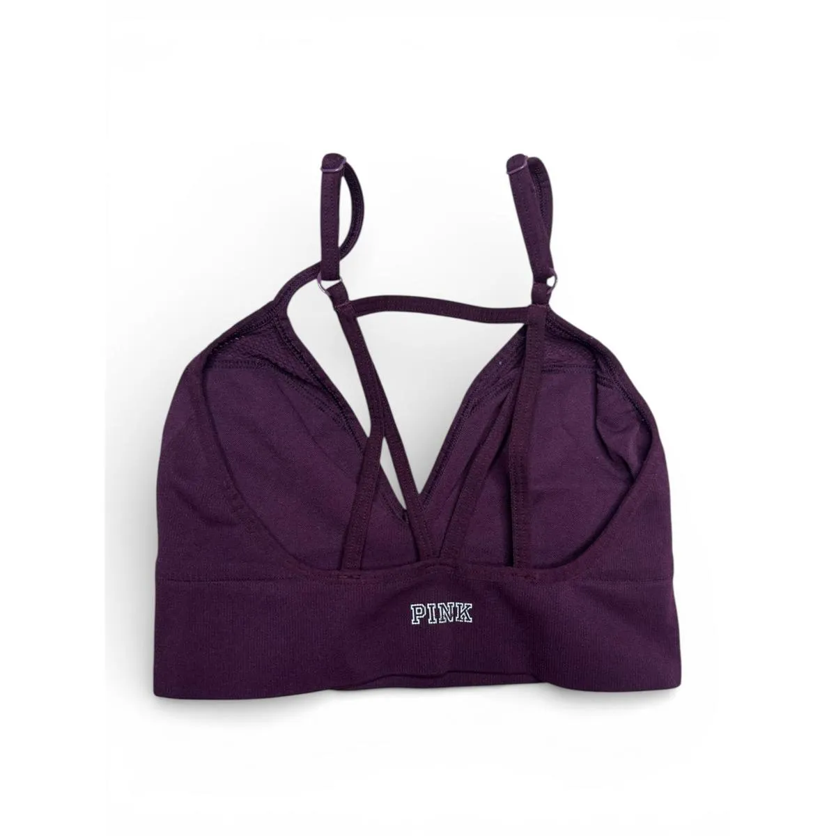 Victoria's Secret PINK Berry Plum Mesh Racerback Unpadded Sports Bra XS AA A B Purple - Image 2