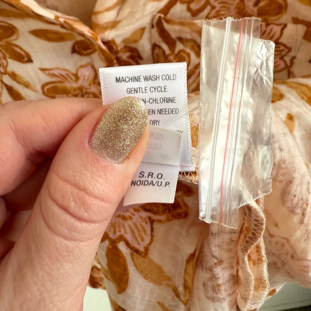 Garnet Hill Like New Vella Organic-Cotton Button-Down Blouse Orange Cream XS - Image 9