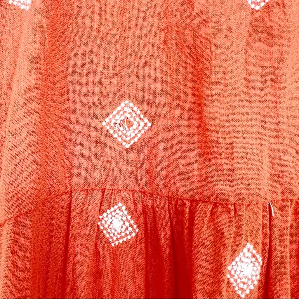 Sundance Embroidered Tank Top M Orange - Image 5