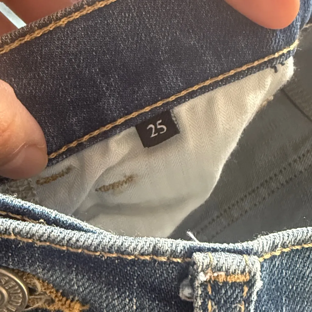 7 For All Mankind Medium Blue Flare Jeans size 25 High rise Easy Boot Denim - Image 7