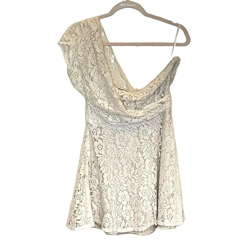 6 Shoreroad white lace dress mini dress Off shoulder one shoulder sleeveless A l - Image 4