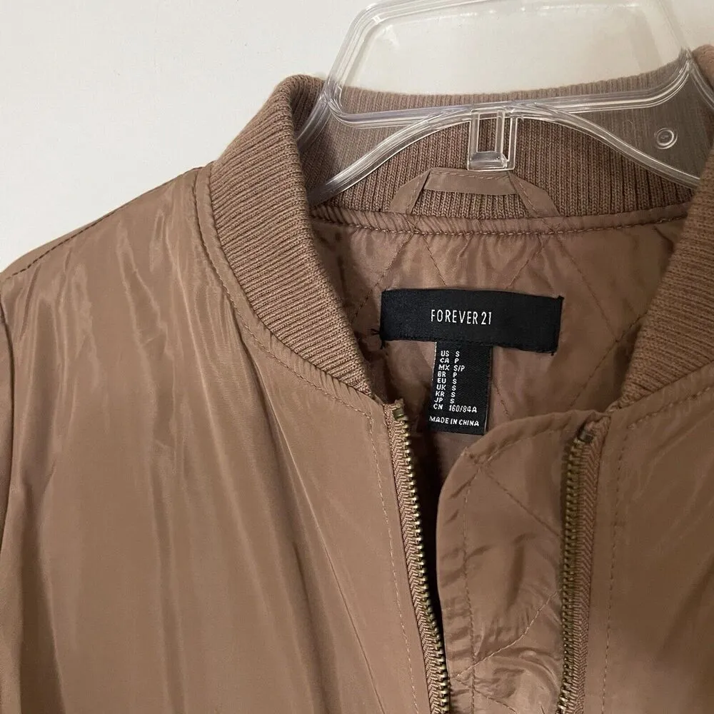 Forever 21 Mauve dusty rose full zip bomber light jacket size small - Image 2