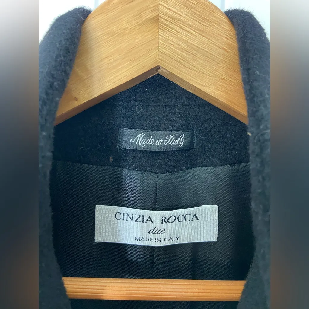 EUC Vintage Cinzia Rocca women’s Italy solid black wool cashmere button coat 4 - Image 4