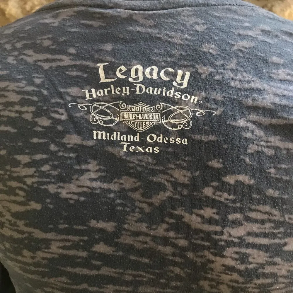 Harley Davidson Legacy Midland -Odessa Texas Gray V-Neck Short Sleeve Shirt S - Image 5