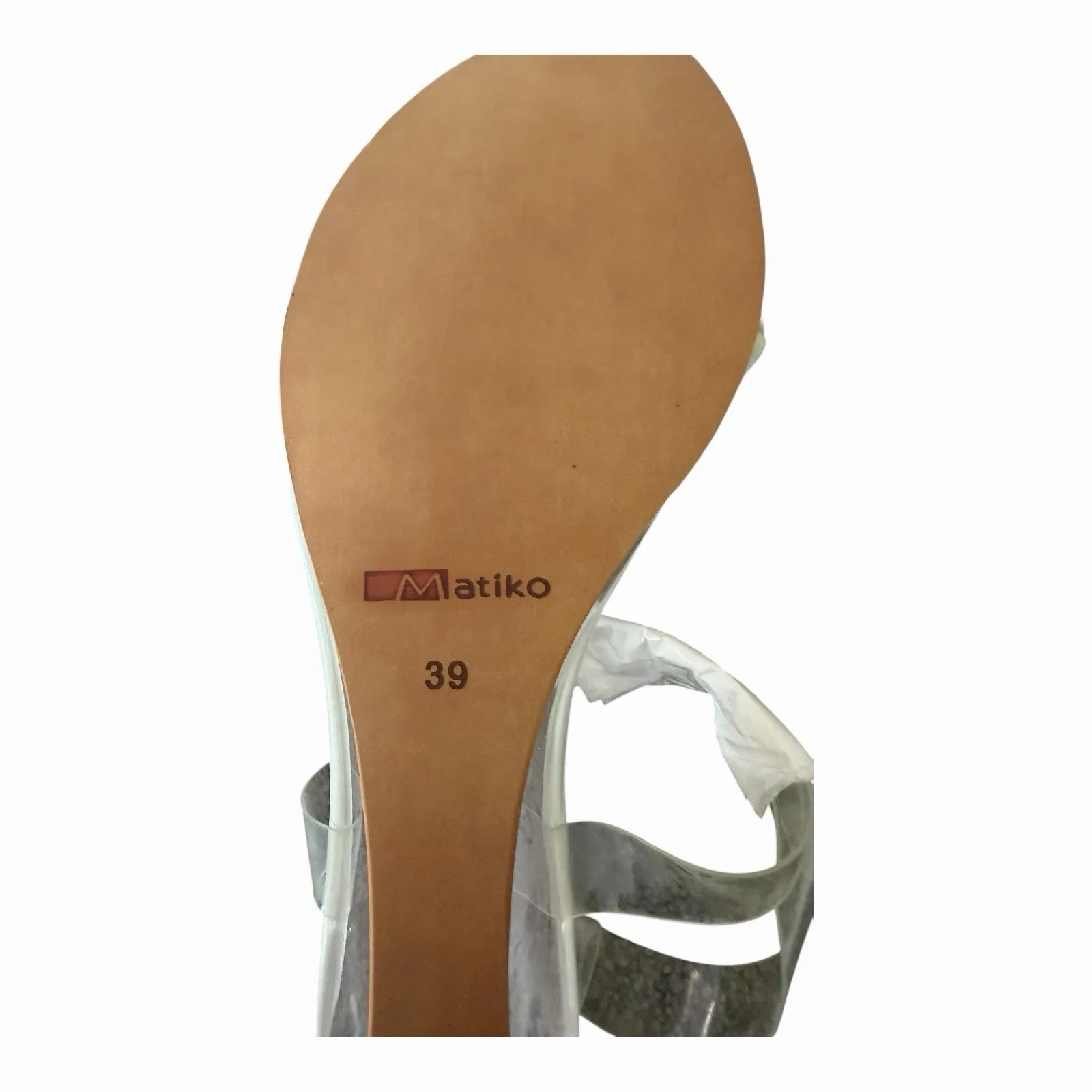 Matiko Heely White Clear Vinyl Wedge Sandals Ankle Strap NIB Women’s Size 39 - Image 7