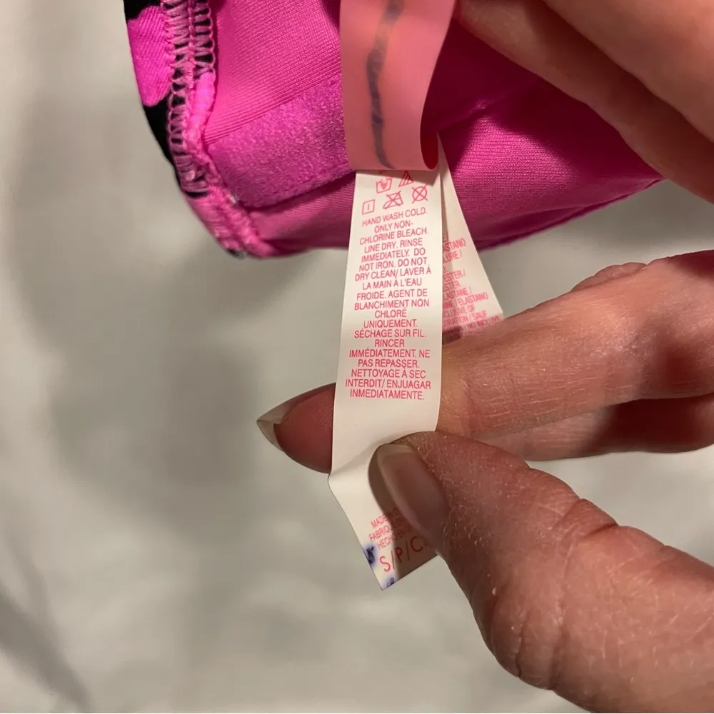 Cute Victoria’s Secret pink black leopard print square neck bikini swim top - Image 6