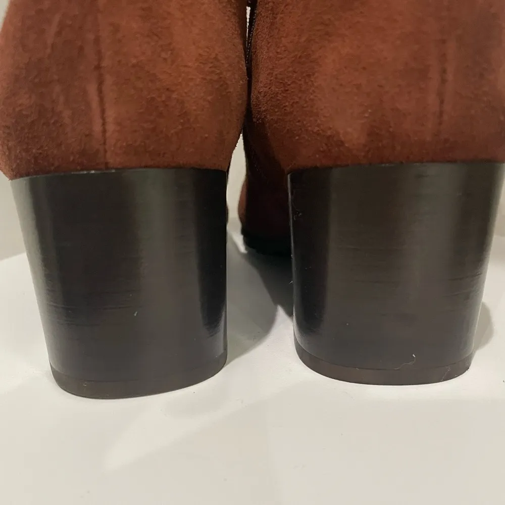 New Aquatalia Charlotte Chelsea Suede Leather Waterproof Boots Booties Rust Sz 7 - Image 4