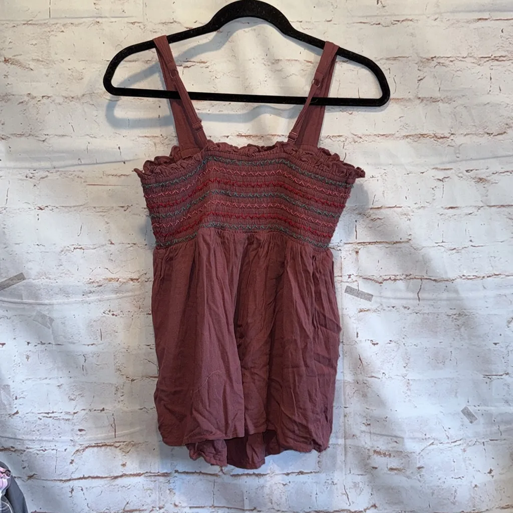 Torrid Mauve Smocked Tank Top Babydoll Tank Dusty Red Plus Size 00 #H84333 - Image 4