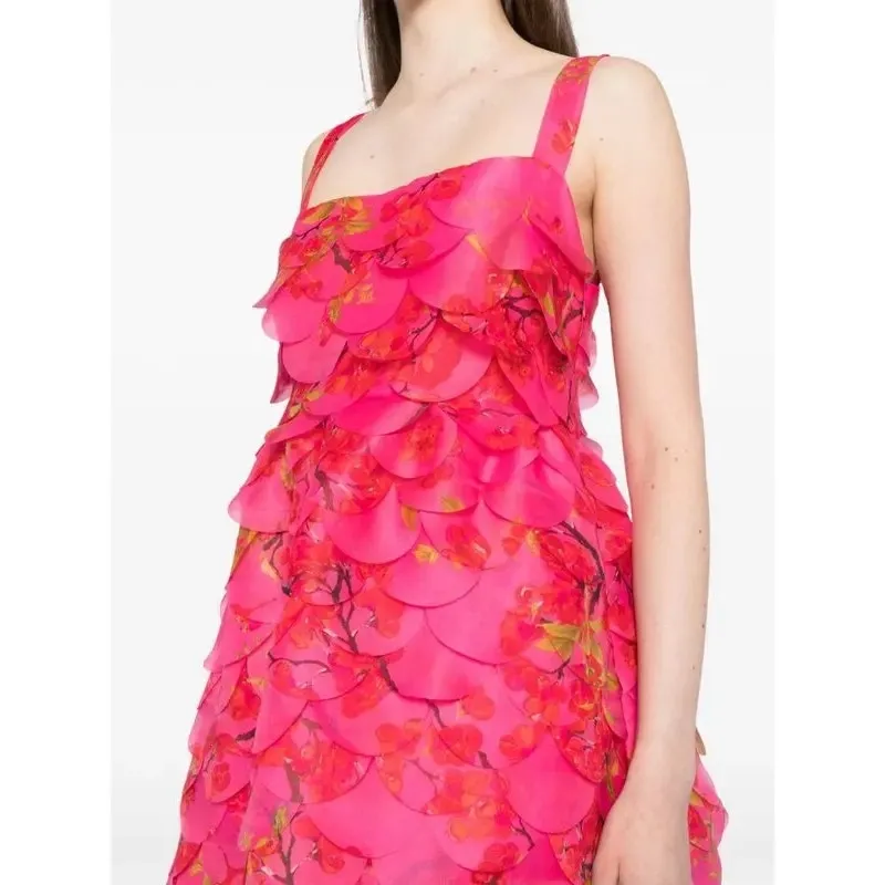 Cynthia Rowley Scalloped Petal Midi Dress floral cherry blossom pink size 4 - Image 5