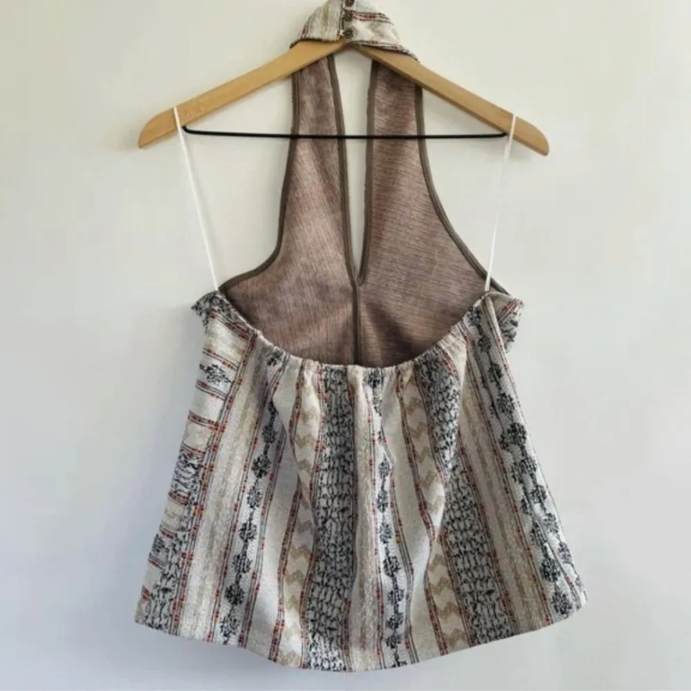 Anthropologie Leanne Jacquard Geometric Halter Tank XS Boho Embroidered Backless - Image 10
