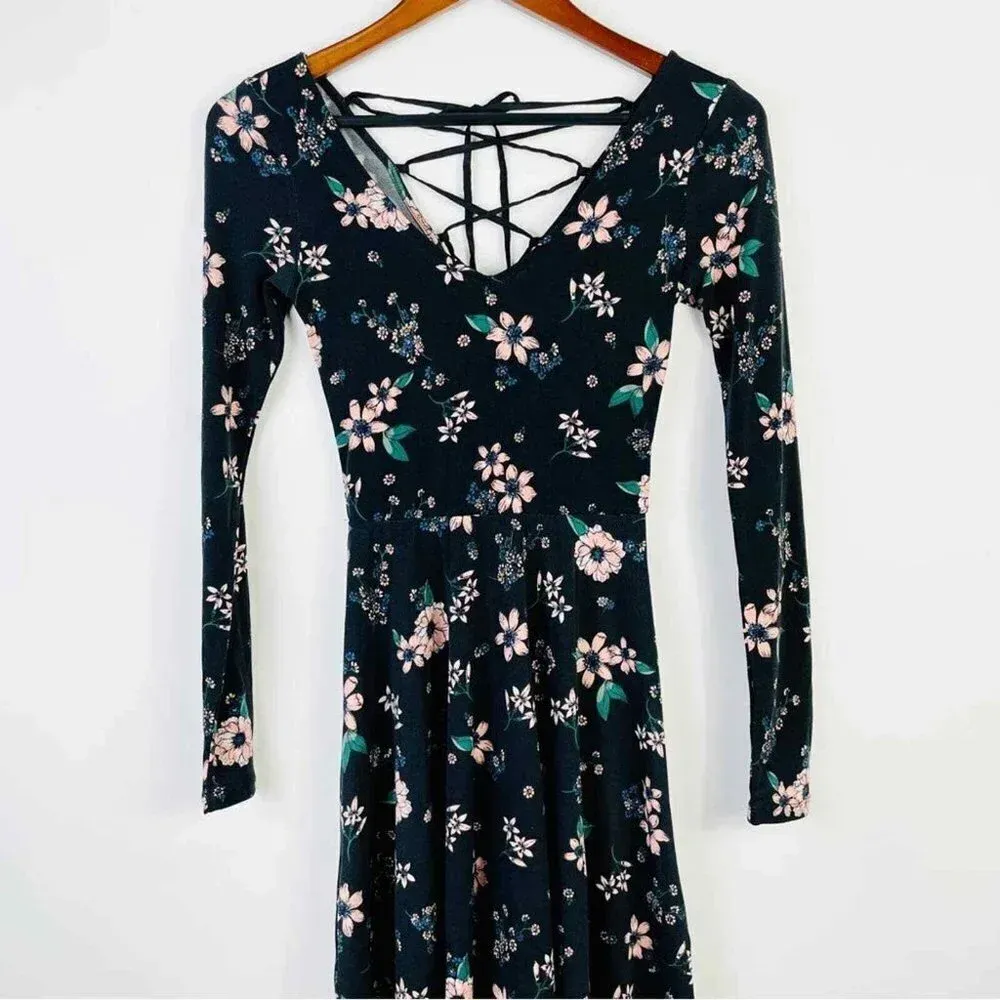 AEROPOSTALE Floral Long Sleeve‎ Skater Dress XS - Image 3