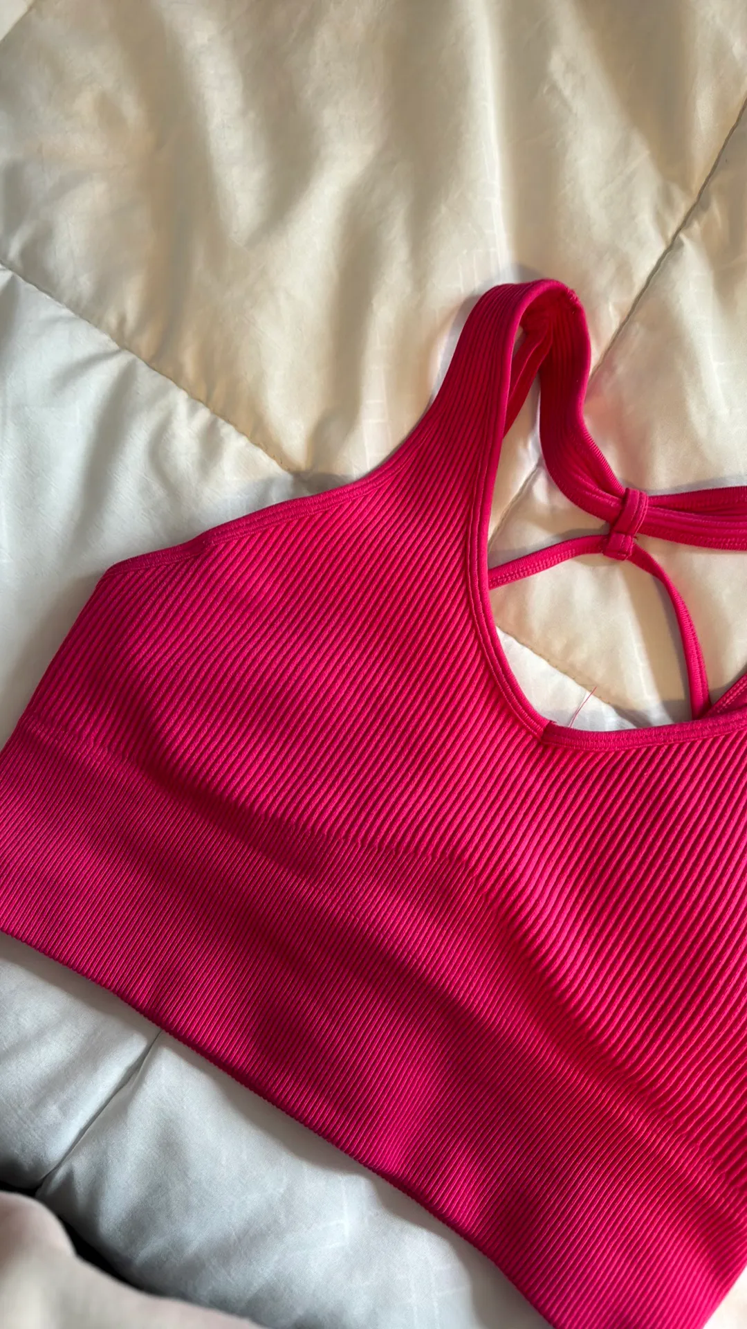 Ribbed Sports Bra Tank Top Pink - Image 2