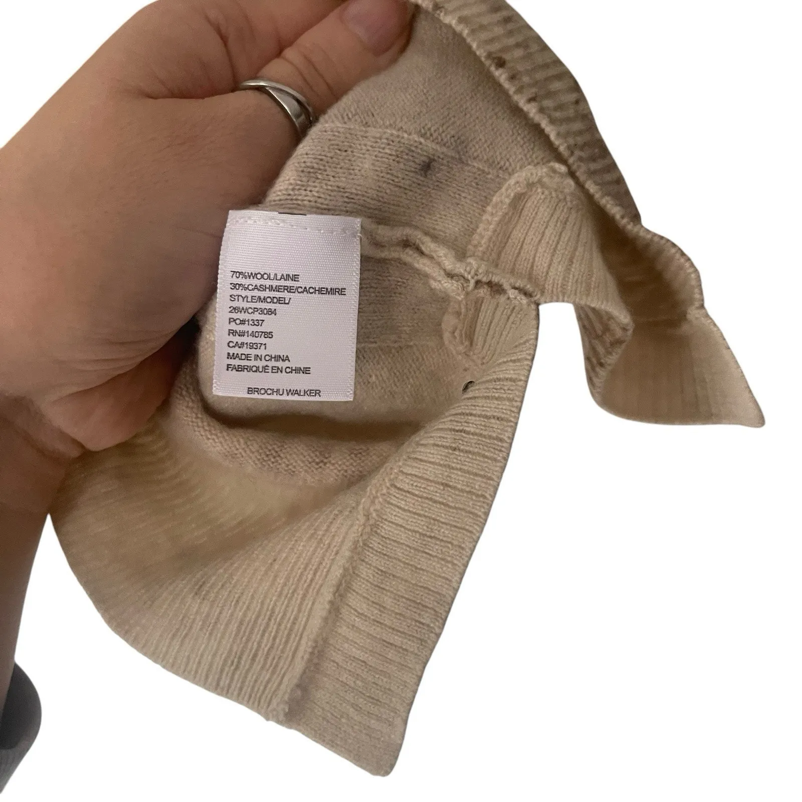 Brochu‎ Walker Size Small Animal Print Wool Cashmere Neutral Crewneck Sweater - Image 5