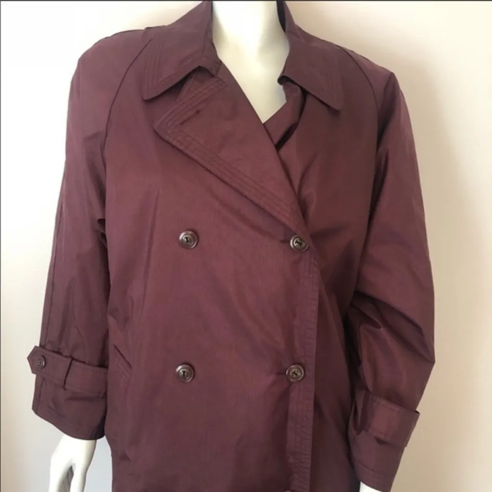 Jessica Simpson burgundy button long trench coat - Image 3