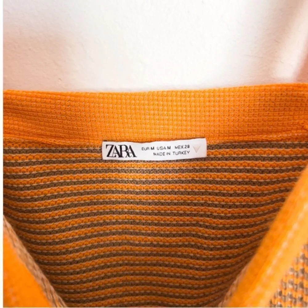 ZARA‎ Sweater Knit Crop Tank Top Medium Orange Tan Y2k 2000s Boho - Image 2