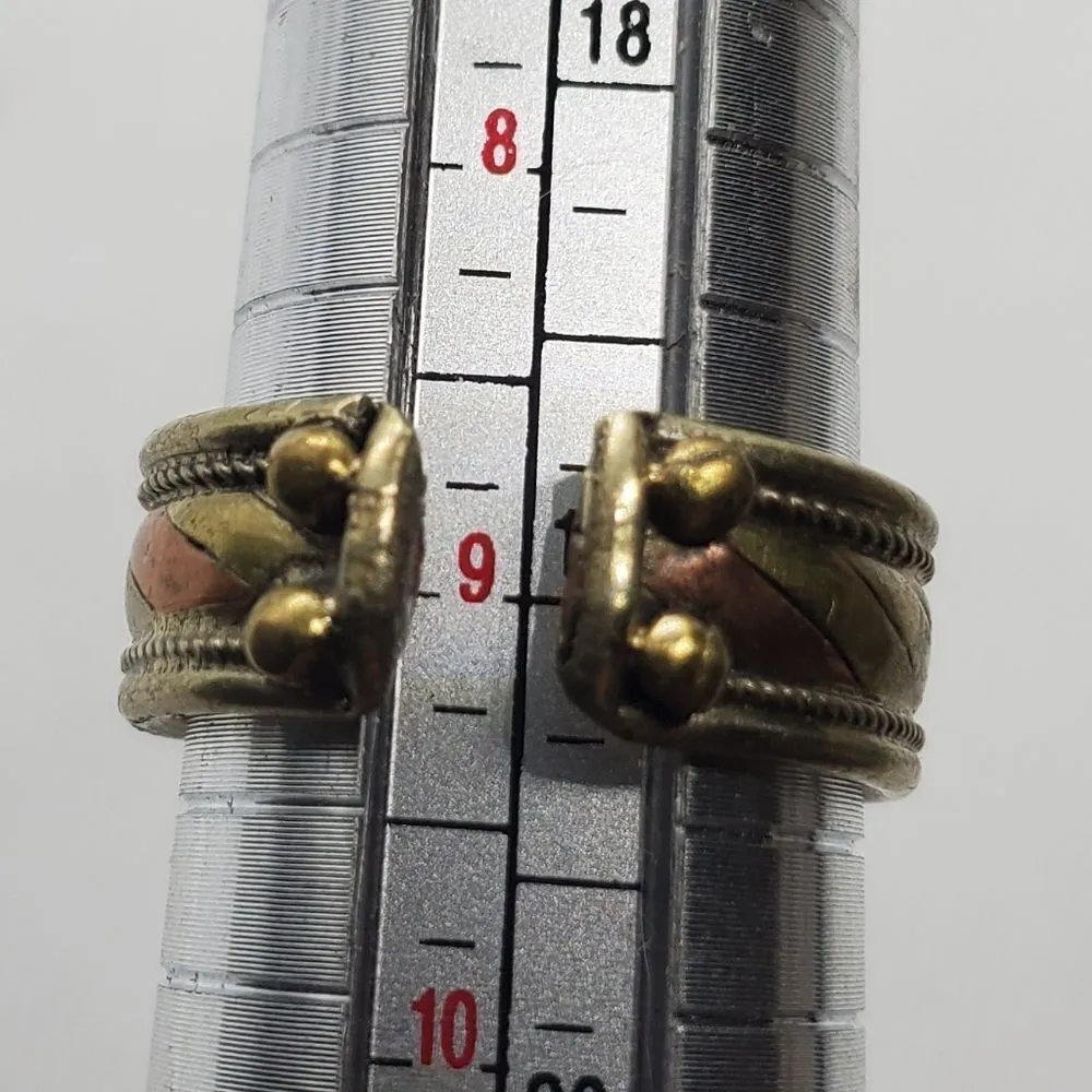 Brutalist Gold Tone & Bronze Tone Tigereye Ring Orange - Image 6