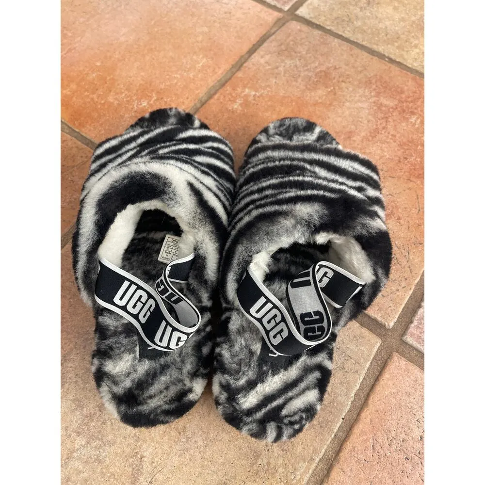 UGG Fluff Yeah Zebra Fur
Sandals Women Size 10 - Image 3