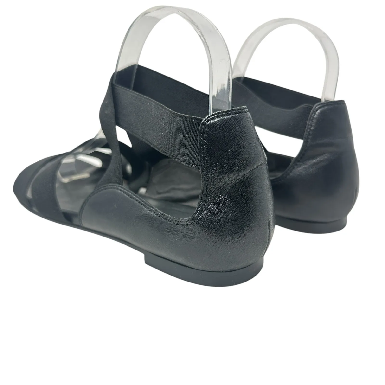 Stuart Weitzman Gladiator Sandals‎ Flat Leather Stretch Knit Black Size 9.5 - Image 8