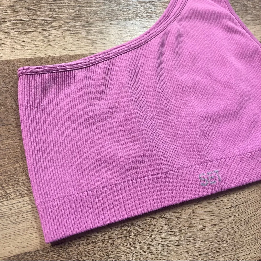 SET ACTIVE X Revolve Ribbed One Shoulder Sports Bra in Petal Women’s Size Medium - Image 3