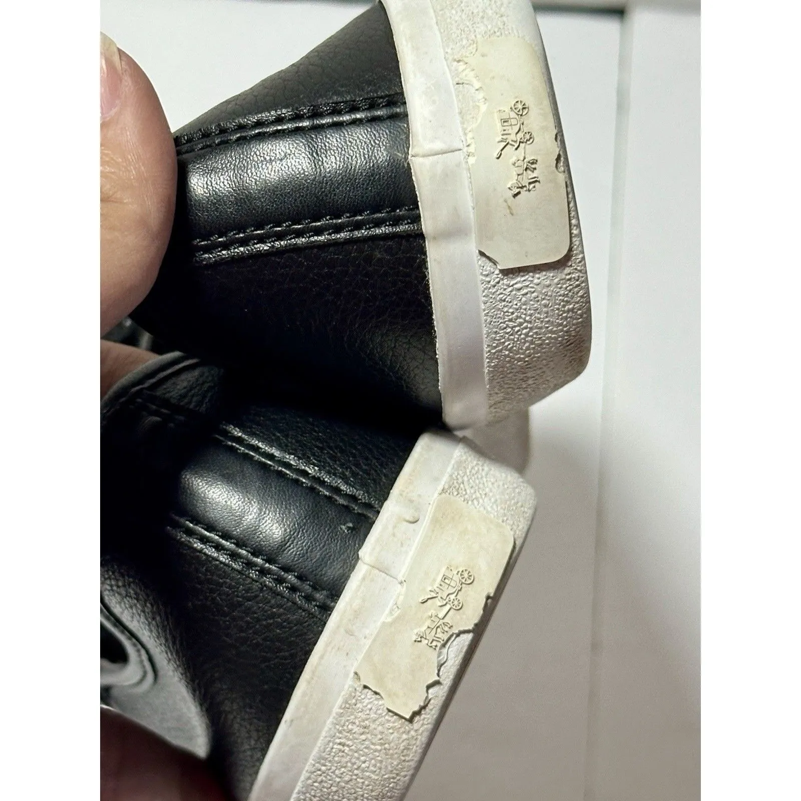 Coach Empire Zipper Black Pebbled Leather Low Top Sneakers 9.5 - Image 7