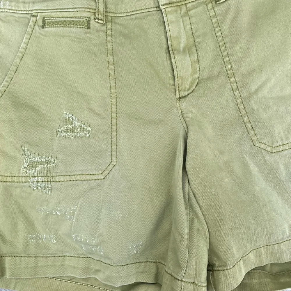 Anthropologie Pilcro Hyphen Green Chino Mid Rise Flat Front Shorts Size 30 - Image 2