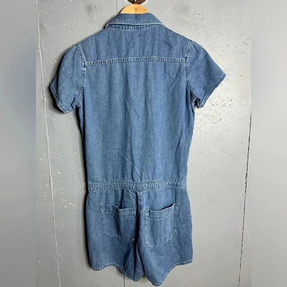River Island denim drawstring romper.  Size 6 - Image 2