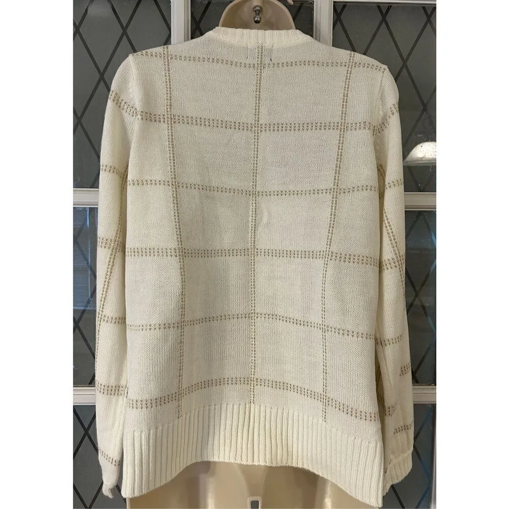 Worthington Polar Bear Gold Sweater Long Sleeve V-Neck Womens Size Medium - Image 4