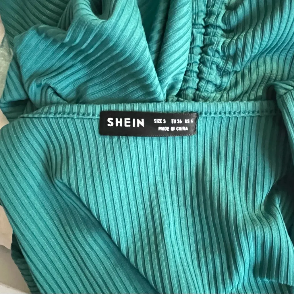 Teal bodycon ruched mini dress - Image 5