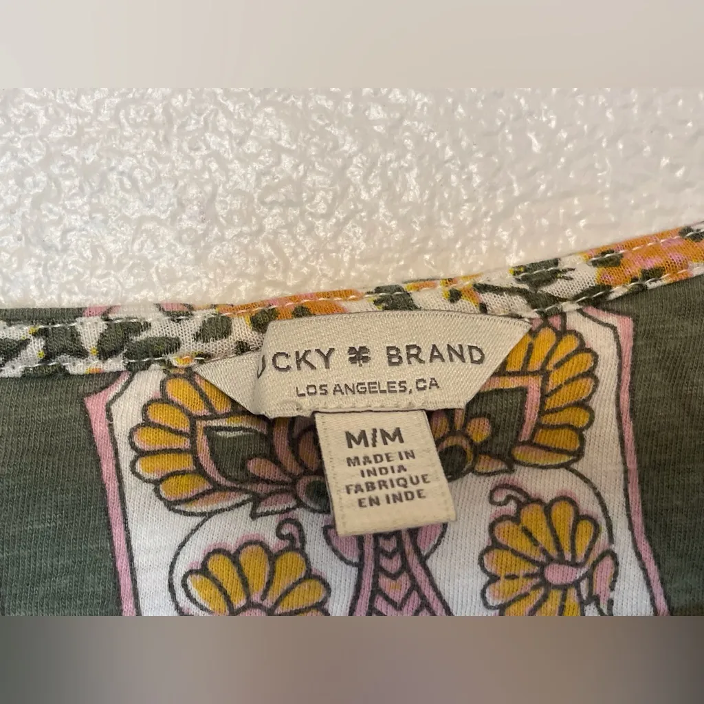 Lucky Brand Women’s Boho Multicolor Floral Button Front Blouse Size M‎ - Image 4