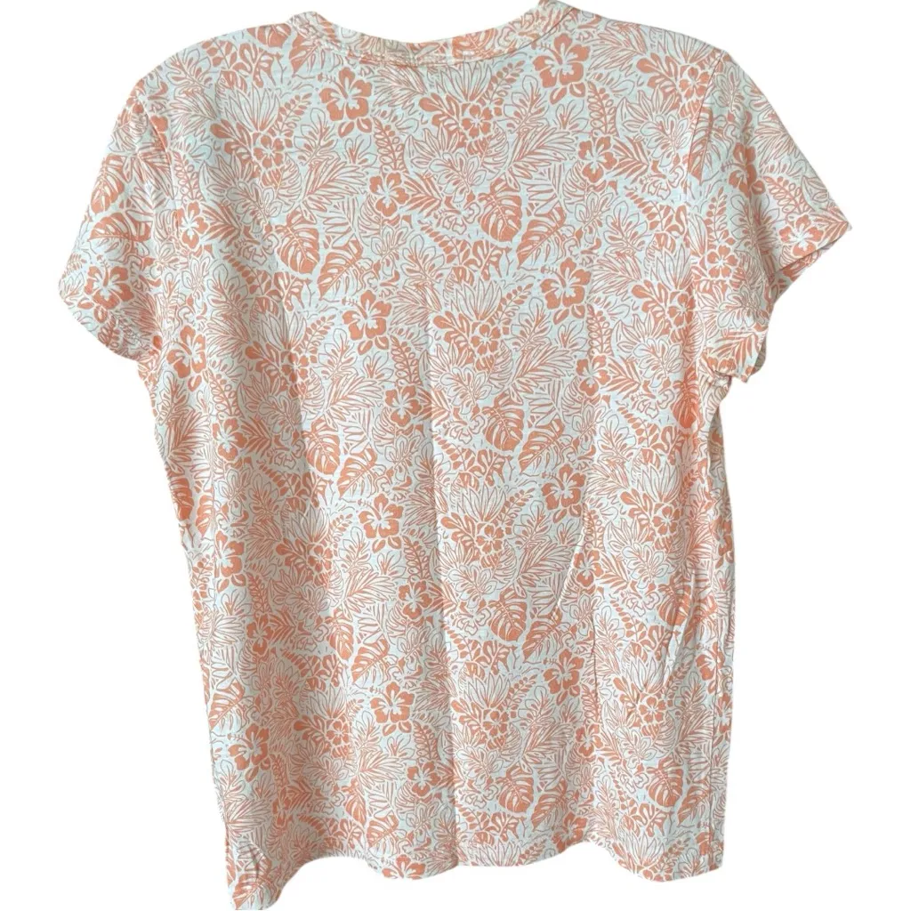 Marine Layer Classic Crew Neck Tee T-Shirt in Papaya Hawaiian Print Medium - Image 3
